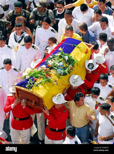 Firefighters Carry The Casket Of Former President Leon Febres Cordero