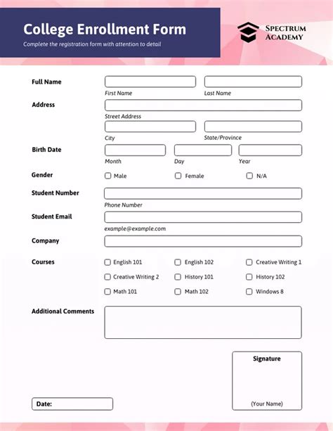 Simple Navy College Enrollment Forms Venngage