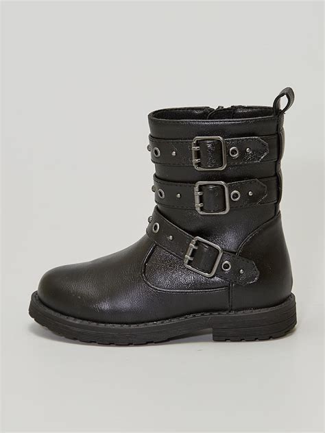 Boots Avec Sangles Noir Kiabi