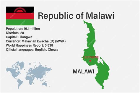 Premium Vector Highly Detailed Malawi Map With Flag Capital And Small