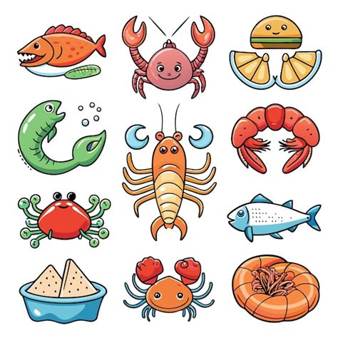 Premium Vector Seafood Icon Set