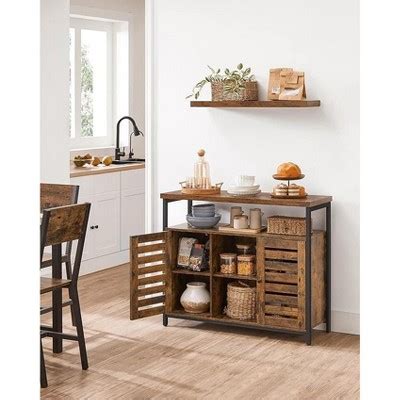 Vasagle Buffet Cabinet Sideboard Rustic Brown And Black Target