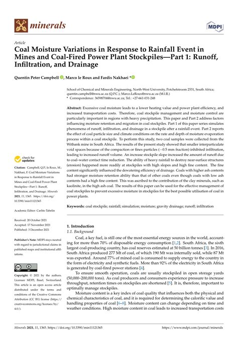 Pdf Coal Moisture Variations In Response To Rainfall Event In Mines And Coal Fired Power Plant