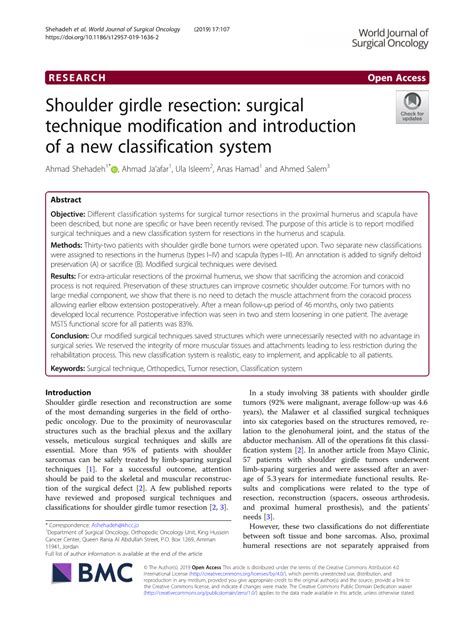 Shoulder Girdle Resection Surgical Technique Modification And DocsLib