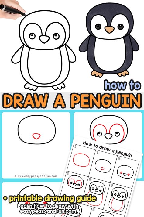 How to Draw a Penguin – Step by Step Drawing Tutorial - Easy Peasy and Fun