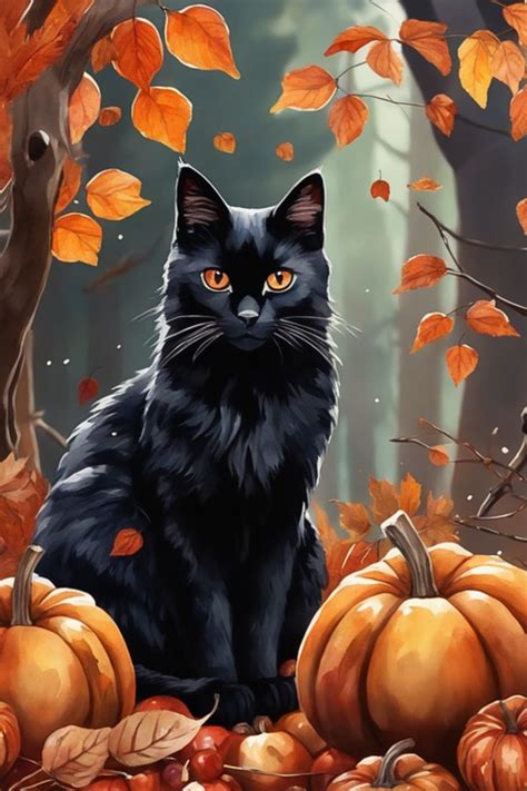 Fall cats / Halloween cats / Funny cats | Fall cats, Black cat art ...