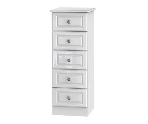 Welcome Furniture Pembroke White High Gloss 5 Drawer Locker Fduk