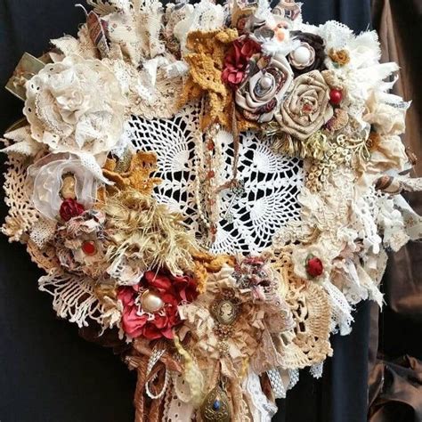 Reserved Custom Order Silva Victorian Heart Rag Wreath Etsy Rag