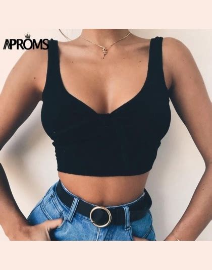 Aproms Żebrowane Muszka Camisole Tank Tops Kobiety Lato Podstawowe Crop