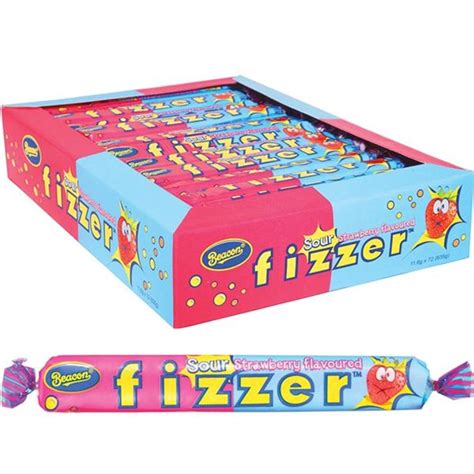 a pink and blue box of fizzer candy