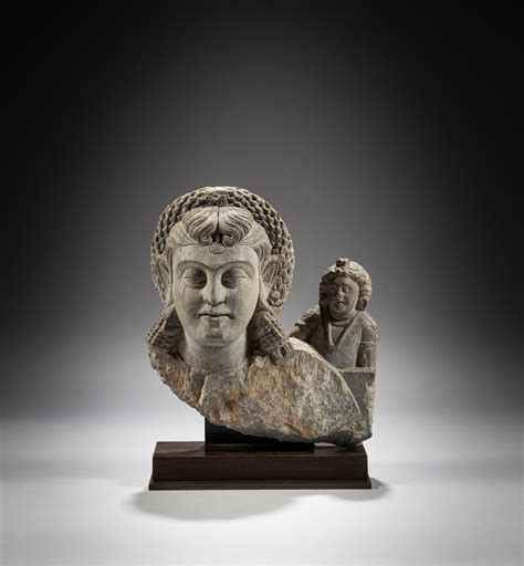 A Stone Head Of Hariti Ancient Region Of Gandhara Kushan Period