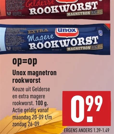 Unox Magnetron Rookworst Aanbieding Bij ALDI