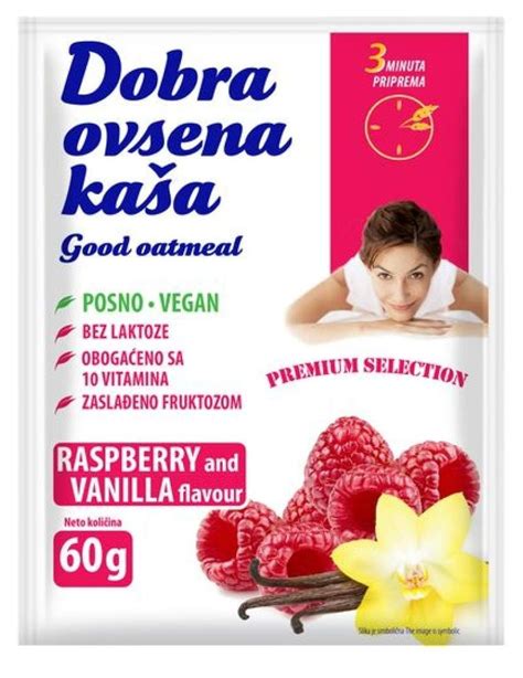 DOBRA ovsena kaša malina vanila 60g Cenoteka