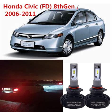 2PC 9006 80W 8000LM LED Headlight Kit Low Beam For Honda Civic FD