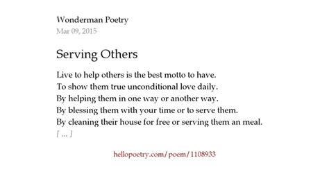 Serving Others By Eddie Starr Love Poetry Hello Poetry