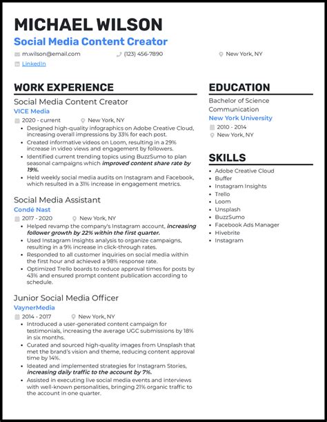 5 Content Creator Resume Samples Winning The Job In 2025