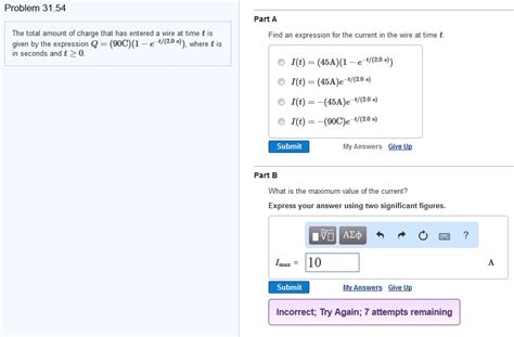 Solved The Total Amount Of Charge That Has Entered A Wire At Chegg