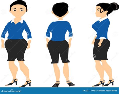 Cute Business Girl Full Rig Character Vector Artwork Stock Vector