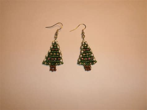 Boucles D Oreilles Sapin De No L En Perles De Rocaille Boucles D