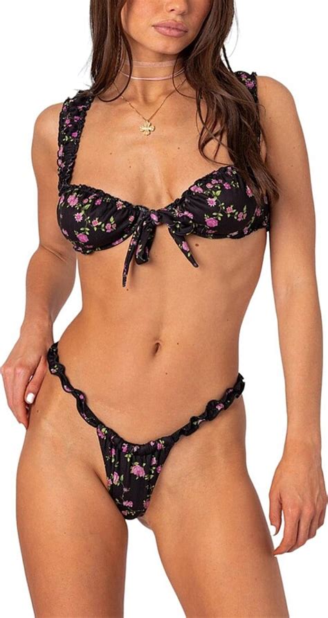 Edikted Floral Scrunch Cupped Bikini Top ShopStyle Two Piece Swimsuits