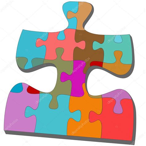 Jigsaw Pieces Within One Colorful Puzzling Puzzle Stock Vector By