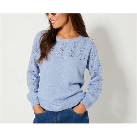 Pull Manches Longues Blousantes Maille Ajour E Toucher Mohair Pas Cher