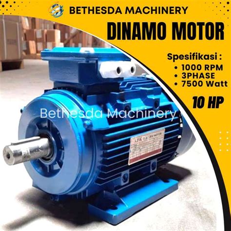 Jual Mesin Motor Dinamo Listrik 10 Hp 7500 Watt 3 Phase 6 Pole 1000 RPM