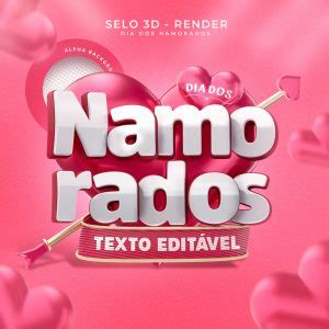 Selo 3D Dia dos Namorados Amor Carinho Para Composição PSD download