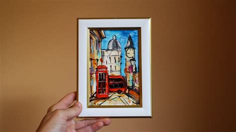 London Bus Oil Painting Framed Cityscape Big Ben Painting Oil Original