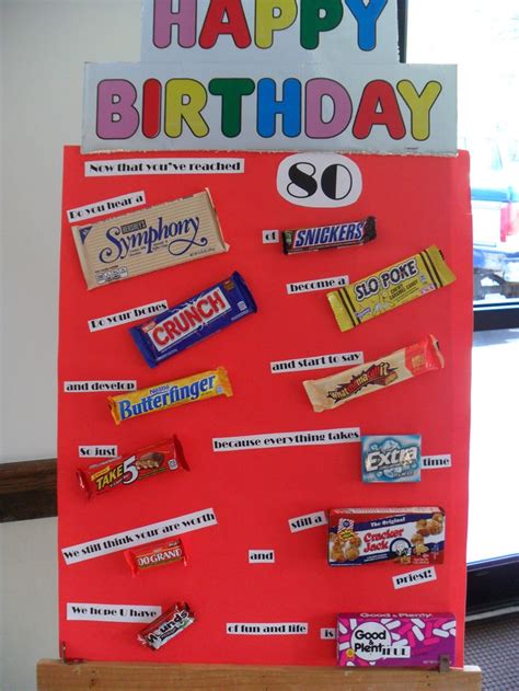 80th Birthday Poster Using Candy Bars Candy Bar Birthday Happy