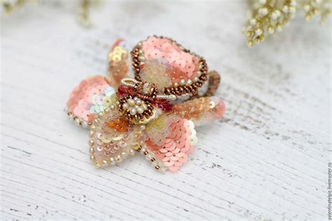 брошь орхидейка – заказать на Ярмарке Мастеров – 9E6SVRU | Брошь ...