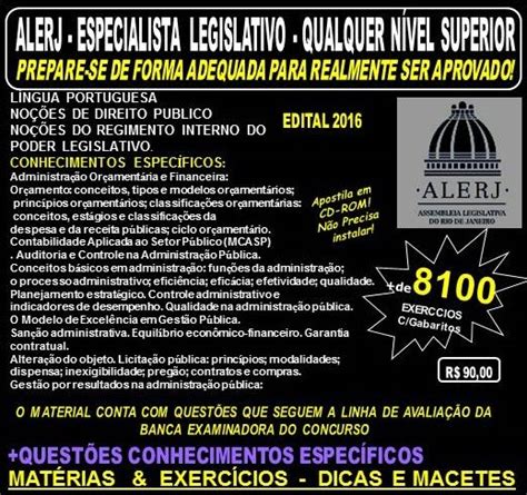 Apostila ALERJ ESPECIALISTA LEGISLATIVO QUALQUER NÍVEL SUPERIOR