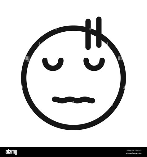 Guilty Face Emoji Icon Black Line Art Vector In Black And White Outline