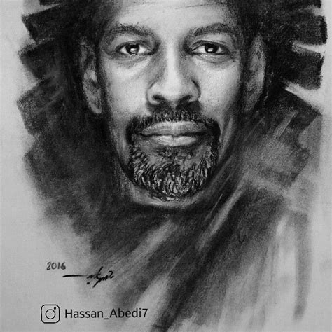 Denzel Washington 30 X 40 Cm Charcoal By Hassan Abedi Denzel Washington Charcoal