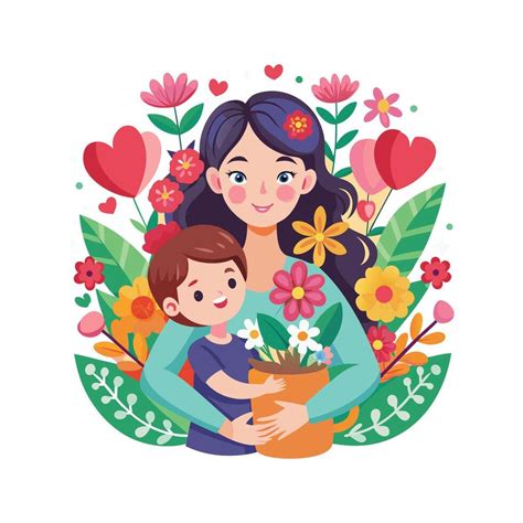 Happy Mothers Day Illustration Mothers Love Relationships Between