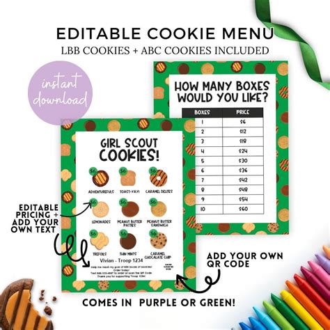 Girl Scout Cookie Flyer Qr Code Lbb Cookie Abc Cookie Flyer