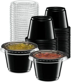 Oz Black Clear Disposable Plastic Portion Cups With Lids Sauce Cups