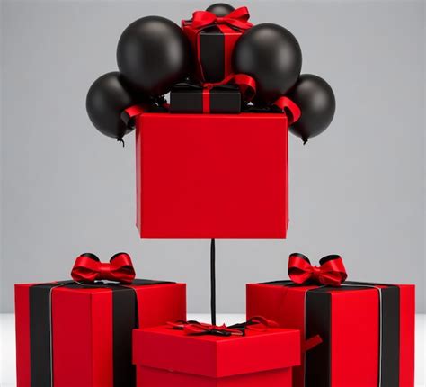 Premium Ai Image A Red And Black Box With A Red Ribbon Bow Is On Top