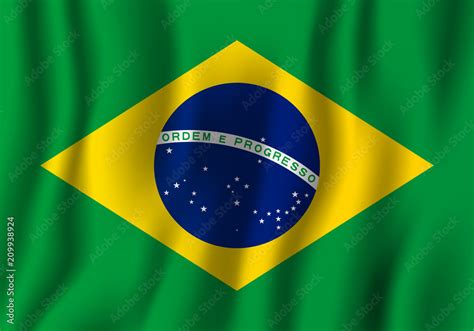 Brazil realistic waving flag vector illustration. National country ...