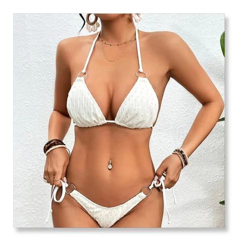 New Arrive Women Sexy Solid Color Bikini Three Piece Lace Up Swimsuit Buy Solid Color Bikini