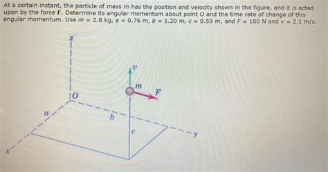 Solved At A Certain Instant The Particle Of Mass M Has The Chegg