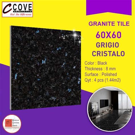 Jual GRANIT 60X60 COVE GRIGIO CRISTALO POLISHED GRANITE TILE HITAM