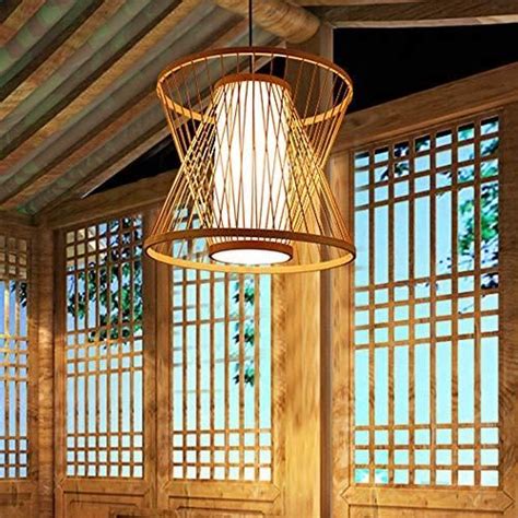 Lantern Pendant Bamboo Wicker Rattan Shade Pendant Light Fixtures