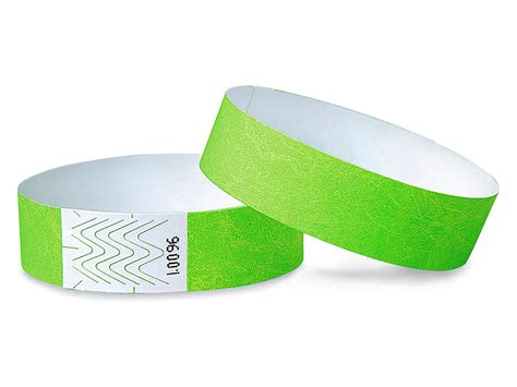 Tyvek® Wristbands Neon Green S 10751g Uline