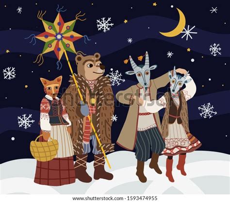 Koliada Celebration Illustration Slavic Christmas Winter Stock ...