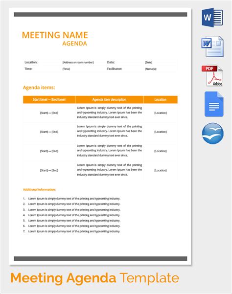 sample sales meeting agenda   documents    word