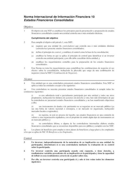 Pdf Niif Estados Financieros Consolidados Norma Internacional De