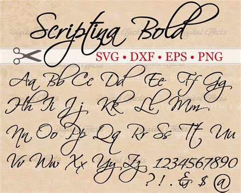 Scriptina Script Bold Handwriting Brush Font Svg Dxf Eps