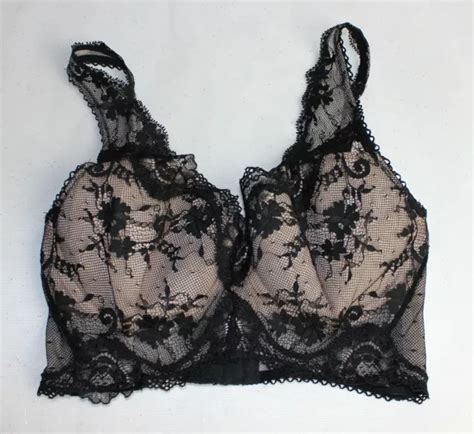 Victorias Secret Size 32d 10d Black Nude Lace Demi Floral Bra Dream