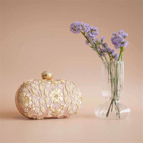 Asha Oval Clutch Nude Pink By Atiya Choudhury